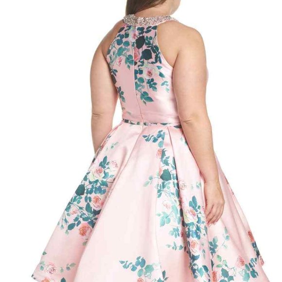 MAC DUGGAL  EMBELLISHED NECK FLORAL PRINT FIT & FLARE sz 20W - Picture 2 of 10